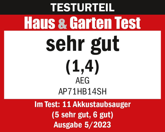 AEG HYGIENIC 7000 Akku-Staubsauger, 2,2 kg ultraleicht, 40 Min Laufzeit, 5-Stufige Filtration, Automatik, Zubehör, AP71HB14SH