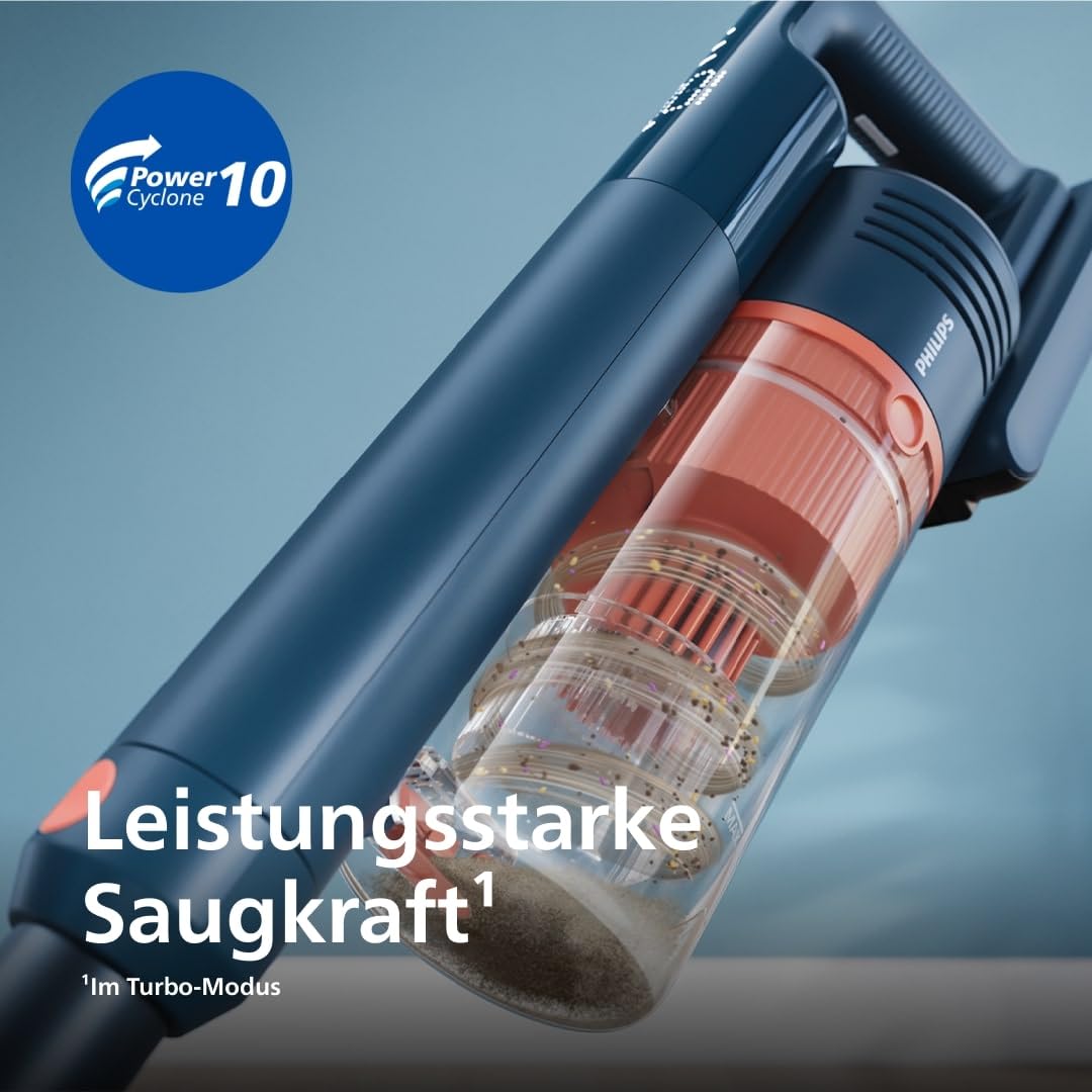 Philips kabelloser Staubsauger der Serie 5000 für Haustiere, leistungsstarke Saugleistung auf Hartböden und Teppichen, Düse mit LED-Licht, Haustierdüse, Aqua-Modul, Austauschbarer Akku (XC5142/01)