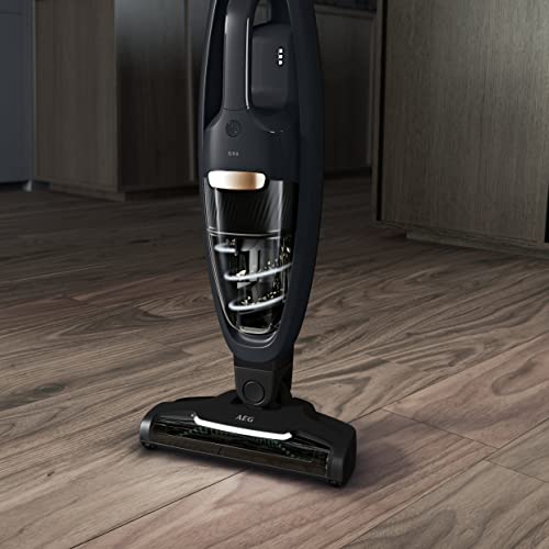 AEG QX6-1-45AN Akku Staubsauger kabellos, 2in1 Handstaubsauger, 45 Min Laufzeit, beutellos, leise, leicht, für Tierhaare, Teppich & Auto, grau