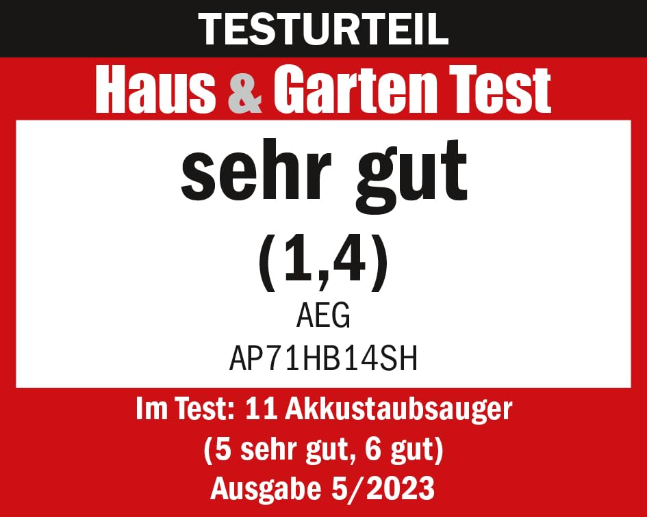 AEG HYGIENIC 7000 Akku-Staubsauger, 2,2 kg ultraleicht, 40 Min Laufzeit, 5-Stufige Filtration, Automatik, Zubehör, AP71HB14SH