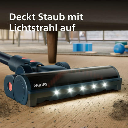 Philips kabelloser Staubsauger der Serie 5000 für Haustiere, leistungsstarke Saugleistung auf Hartböden und Teppichen, Düse mit LED-Licht, Haustierdüse, Aqua-Modul, Austauschbarer Akku (XC5142/01)