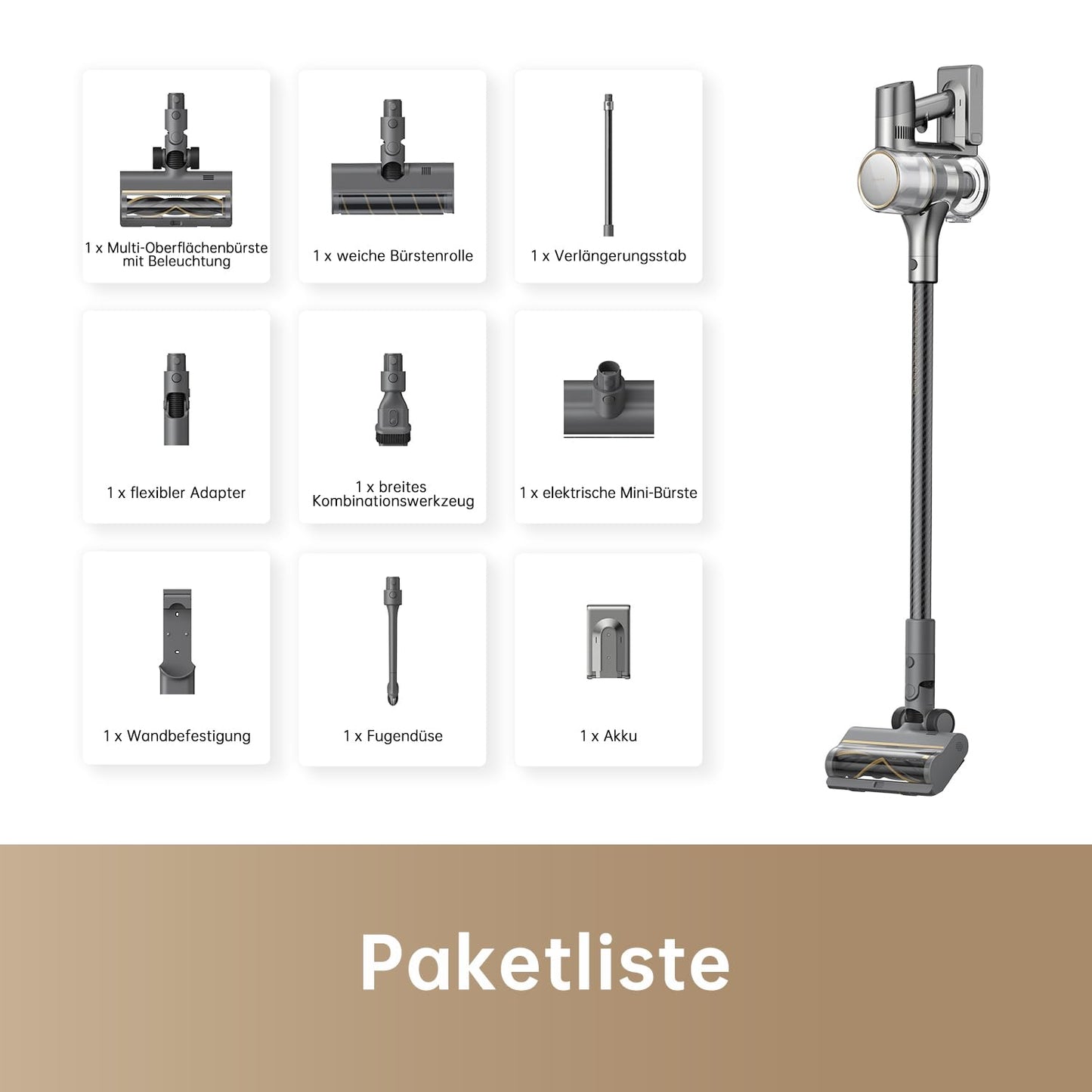 dreame R20 Kabelloser Staubsauger, 190AW Starke Saugkraft, 90min Lange Laufzeit, Schmutzerkennung, LED-Bildschirm, blaues LED-Licht, kein verwickeln, ideal für Hausreinigung, Tierhaare, Teppiche