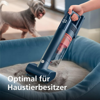 Philips kabelloser Staubsauger der Serie 5000 für Haustiere, leistungsstarke Saugleistung auf Hartböden und Teppichen, Düse mit LED-Licht, Haustierdüse, Aqua-Modul, Austauschbarer Akku (XC5142/01)