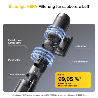 Roborock H60 Ultra Akku Staubsauger kabellos, 210AW, 90 Min Laufzeit, flexibles 90° Saugrohr, LED-Stauberkennung, Anti-Verhedderungsbürste