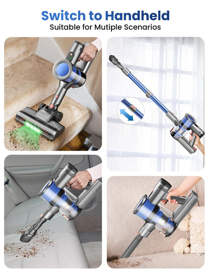 Dzaki 45000Pa Akku Staubsauger kabellos mit Smart Display, Standfunktion, langer Laufzeit & Anti-Verhedderungsbürste für Teppich, Böden & Tierhaare