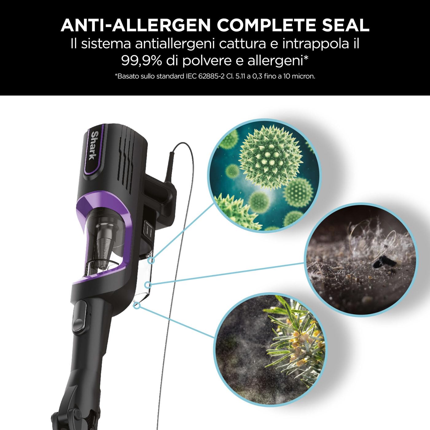 Shark HZ500EU Corded Stick Vacuum, 450W, 0.3L, 80dB, Lila – Leichter Schnurgebundener Reiniger