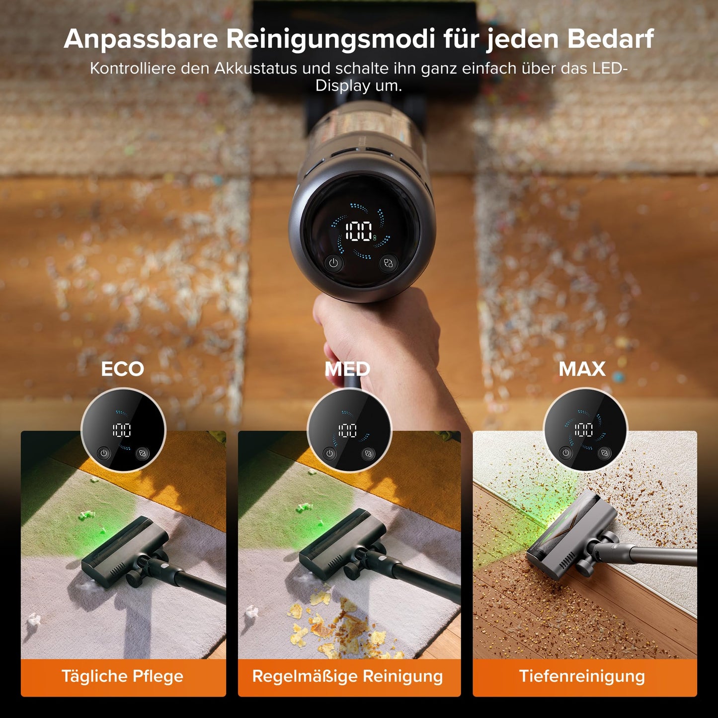 Roborock H60 Hub Ultra Akku Staubsauger mit Auto-Entleerung, 210AW, 90 Min Laufzeit, Anti-Tangle Bürste, LED-Staubdetektion