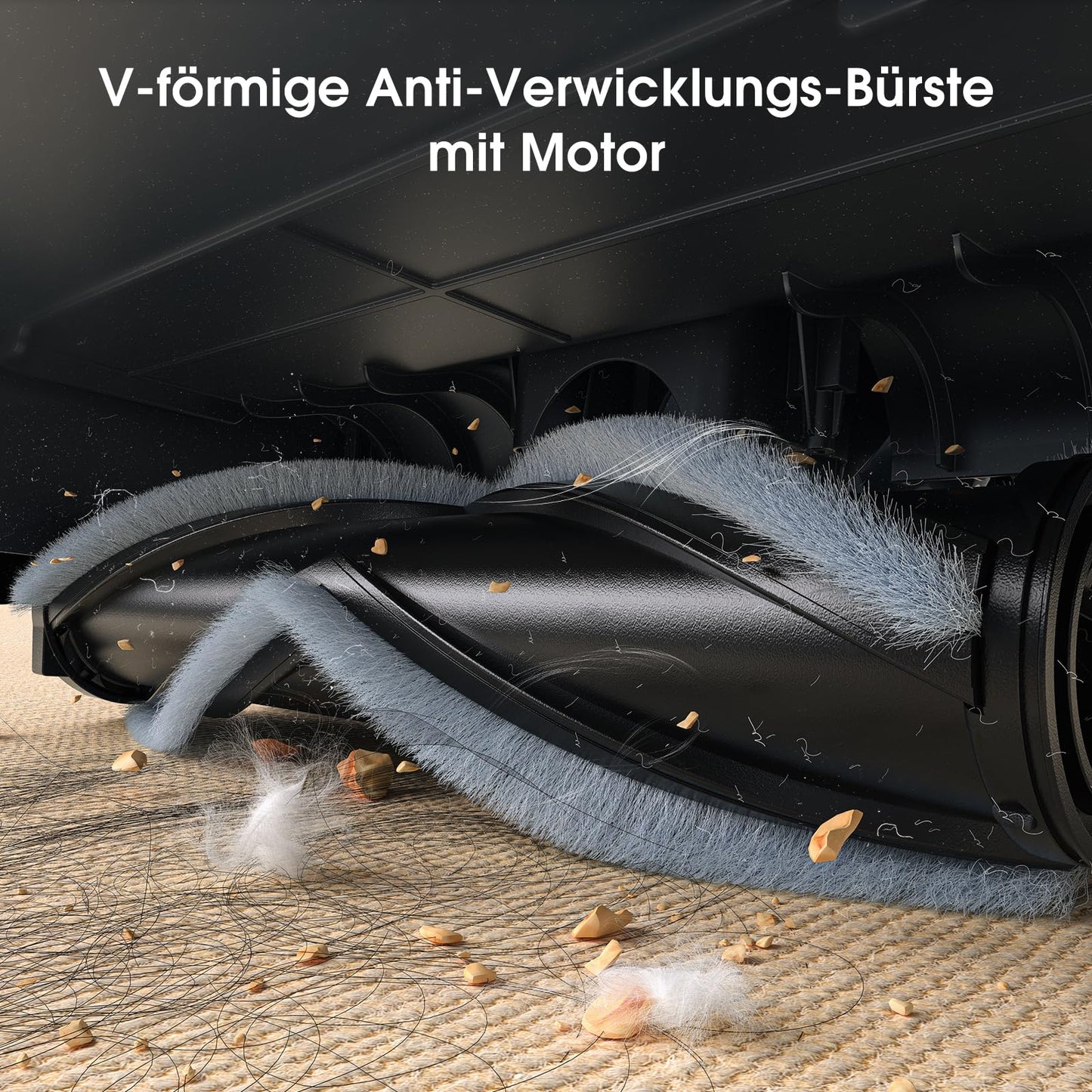 MIUZZY P2 Akku Staubsauger, 30kPa kabellos mit Anti-Verwicklungsbürste & grüner Beleuchtung, selbststehend für Tierhaare, Teppiche & Böden