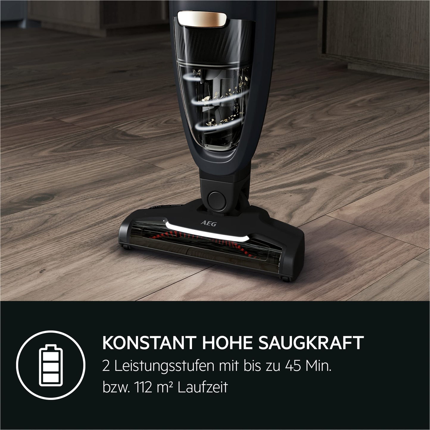 AEG QX6-1-45AN Akku Staubsauger kabellos, 2in1 Handstaubsauger, 45 Min Laufzeit, beutellos, leise, leicht, für Tierhaare, Teppich & Auto, grau