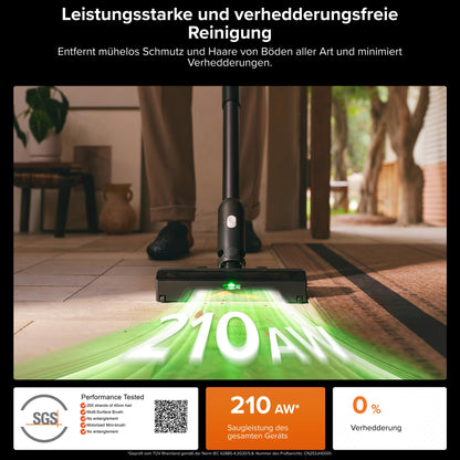 Roborock H60 Hub Ultra Akku Staubsauger mit Auto-Entleerung, 210AW, 90 Min Laufzeit, Anti-Tangle Bürste, LED-Staubdetektion