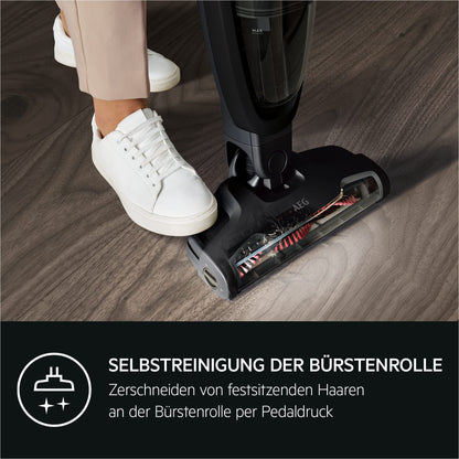 AEG QX6-1-45AN Akku Staubsauger kabellos, 2in1 Handstaubsauger, 45 Min Laufzeit, beutellos, leise, leicht, für Tierhaare, Teppich & Auto, grau