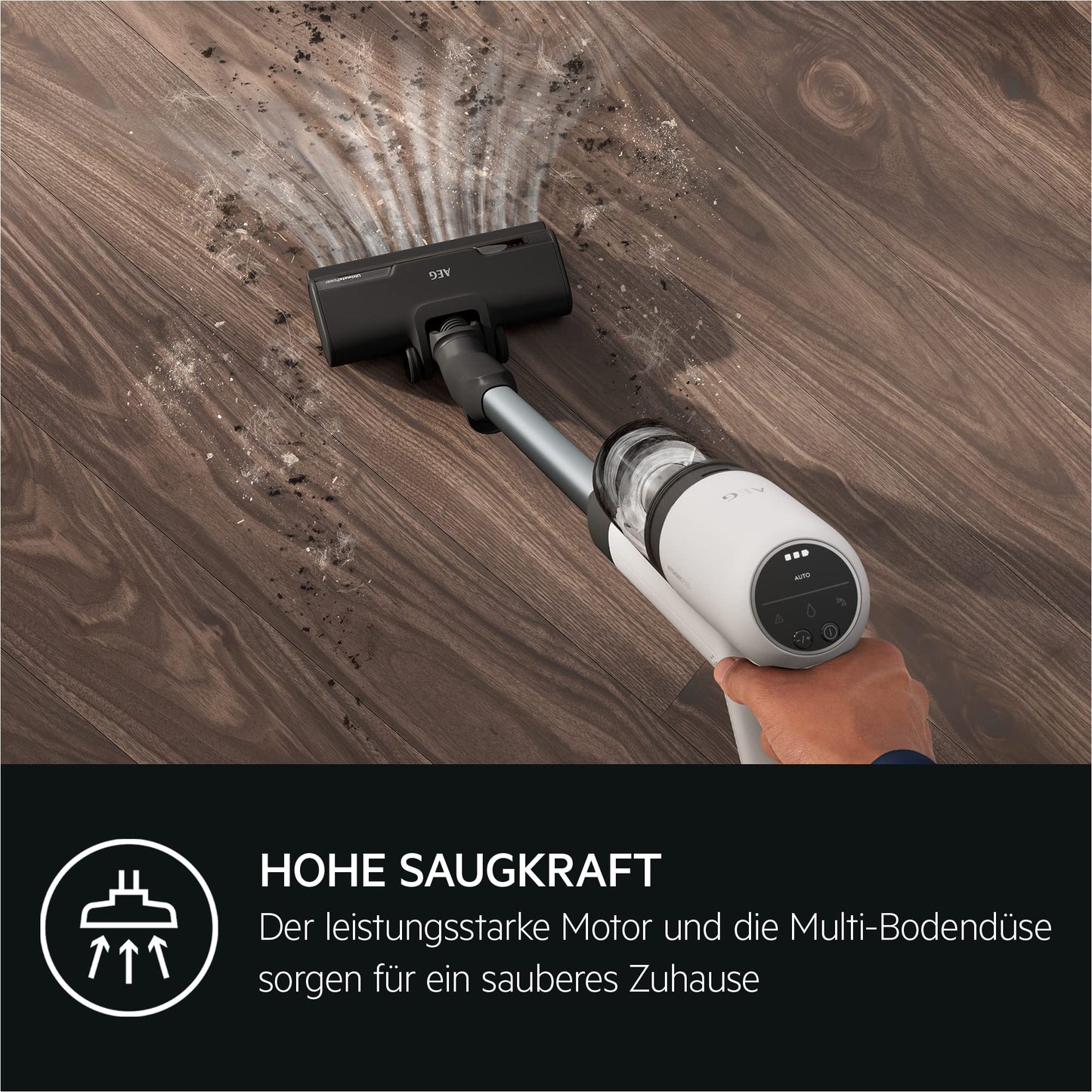 AEG HYGIENIC 7000 Akku-Staubsauger, 2,2 kg ultraleicht, 40 Min Laufzeit, 5-Stufige Filtration, Automatik, Zubehör, AP71HB14SH